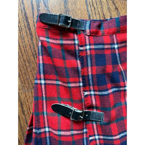 Vintage Plaid Tartan Kilt Maxi Skirt Pleated Fall Winter Wool Christmas Preppy - Picture 8 of 10